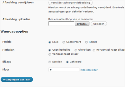 WordPress aangepaste achtergrond