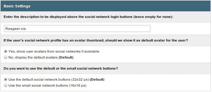 Social Login - instellingen Social Login - instellingen